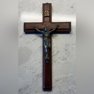 Vintage Wooden Crucifix Last Rites- Cross- Jesus-8.5 inches